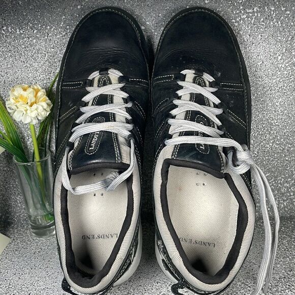 Lands' End Casual Black Leather Walking Sneakers Shoes Size 9 - Picture 8 of 9
